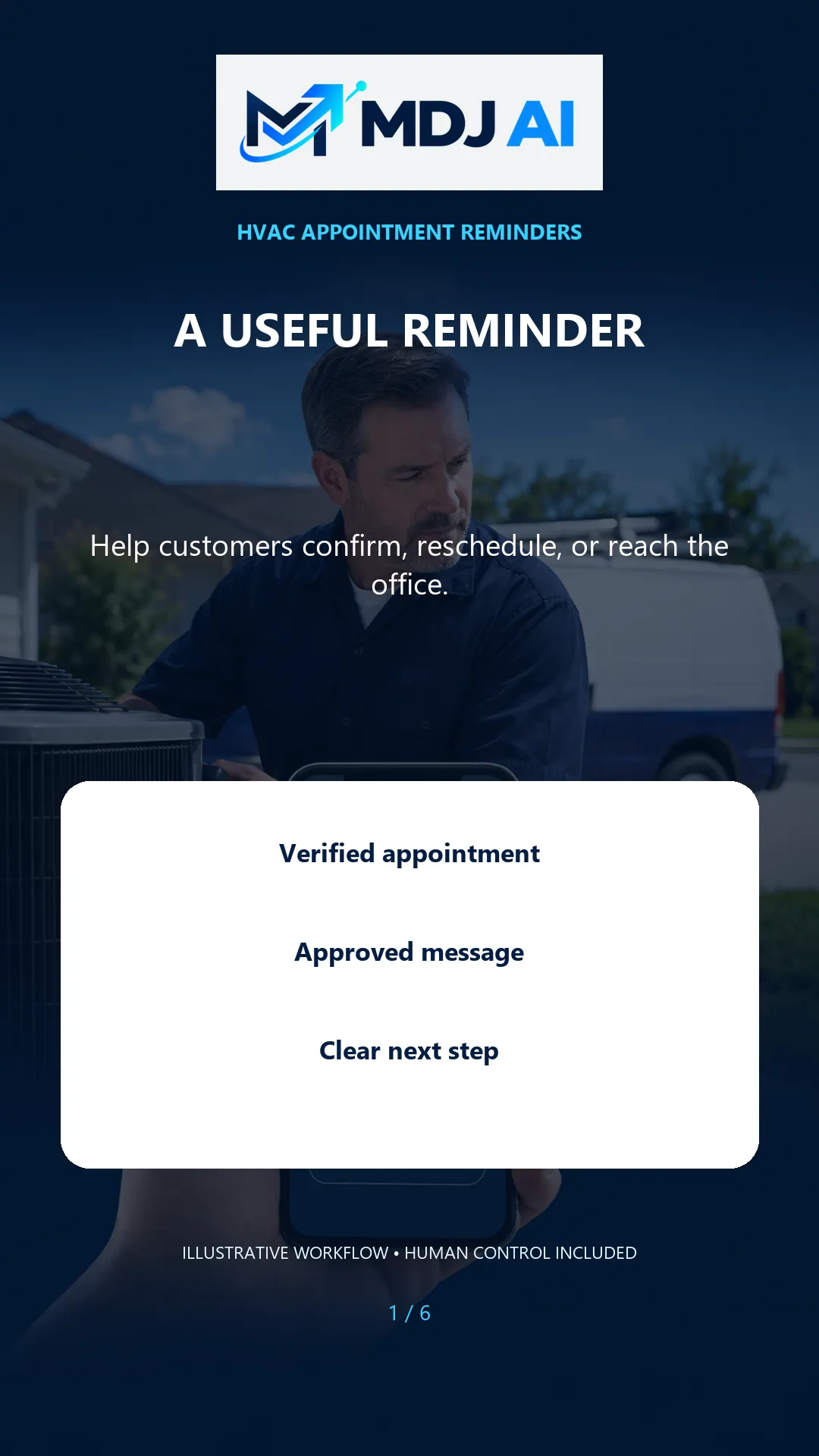 MDJ AI HVAC appointment reminder workflow demonstration