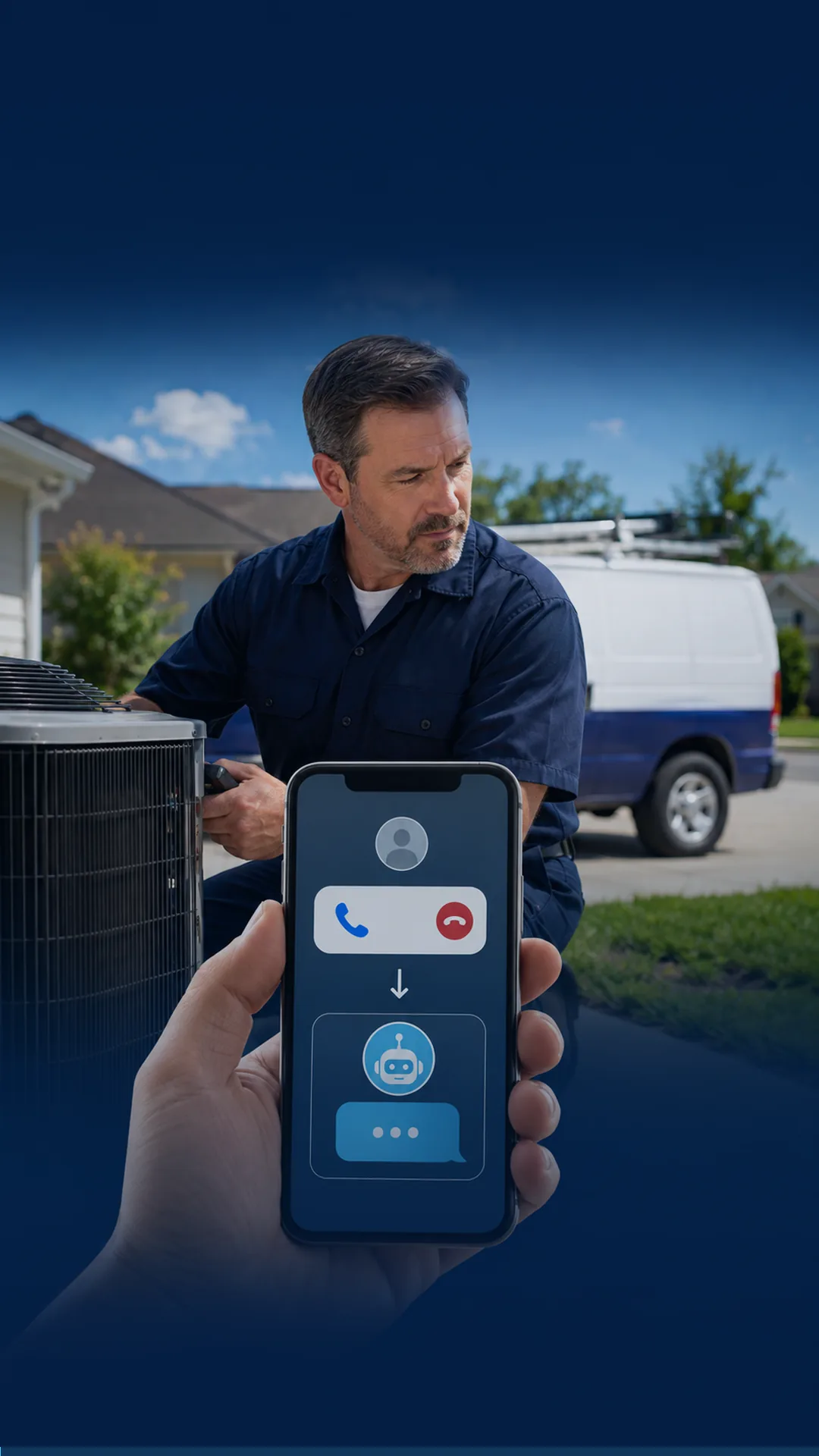 Preview of an HVAC missed-call text-back workflow that captures a service request